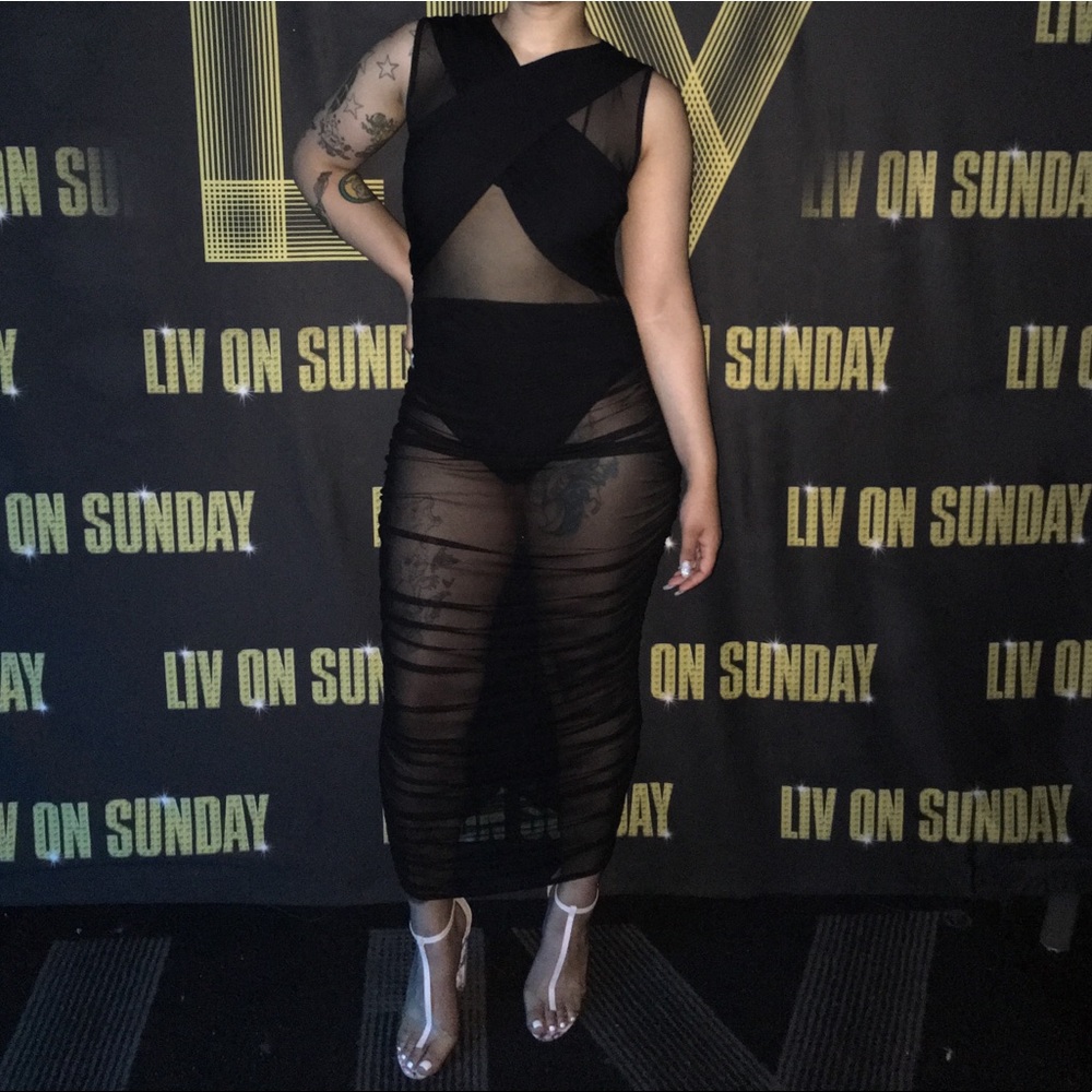 Misguided black sheer dress